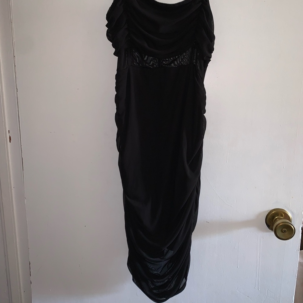 PrettyLittleThing Mesh Sexy Black Dress - Picture 2 of 7